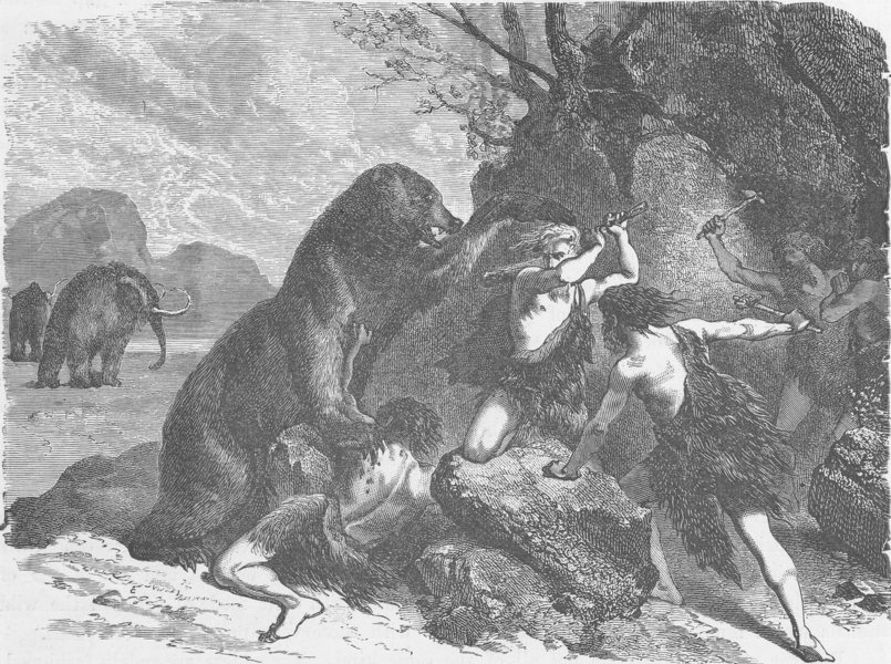 PREHISTORIC. Man in the days of the cave bear & mammoth (Palaeolithic)  1893