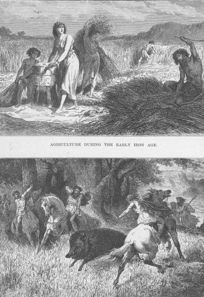 Associate Product IRON AGE. Agriculture and the chase during the Early Iron Age 1893 old print