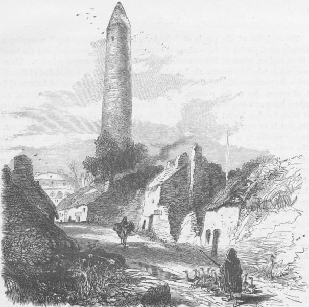 IRELAND. Round Tower, Killala, Ireland 1893 old antique vintage print picture