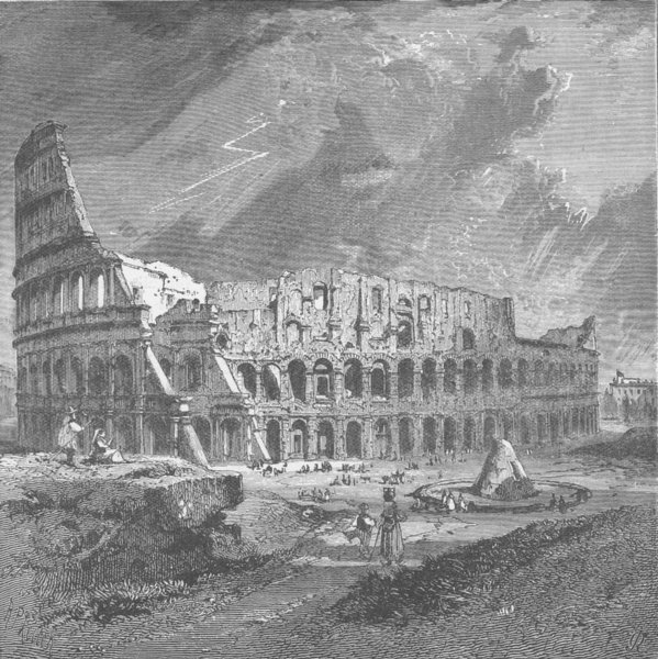 ITALY. Ruins of the Colosseum (Amphitheatrum Flavium) Rome 1893 old print