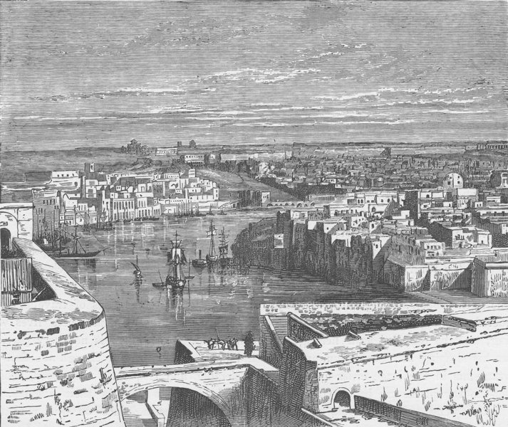 MALTA. View of Valetta, Malta 1893 old antique vintage print picture