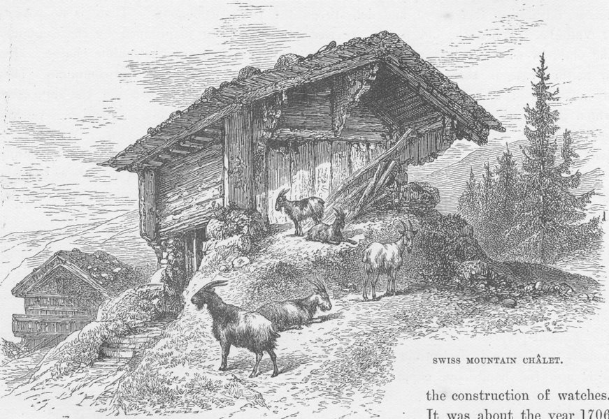 Associate Product SWITZERLAND. Swiss mountain chalet 1894 old antique vintage print picture