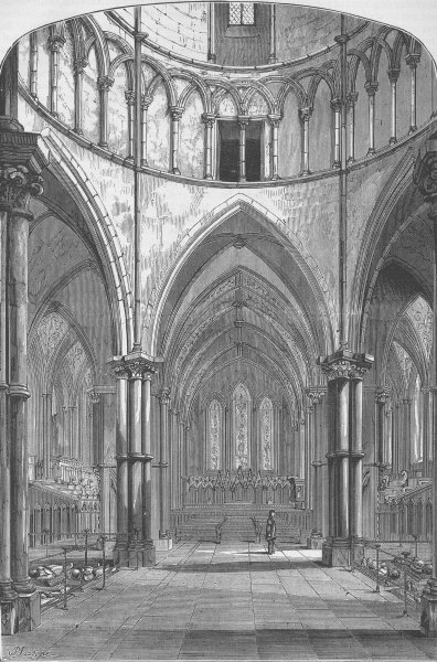 Associate Product THE TEMPLE CHURCH. Interior of the Temple church. London c1880 old print