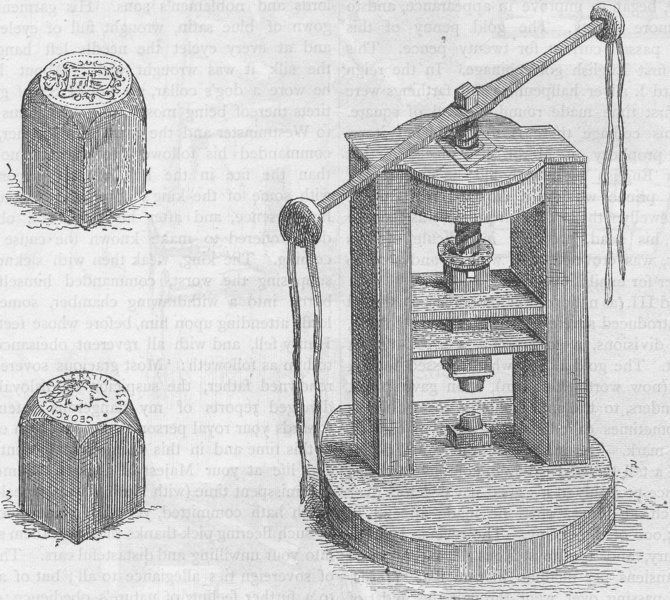 THE ROYAL MINT. Press and dies formerly used in the mint (George II) c1880