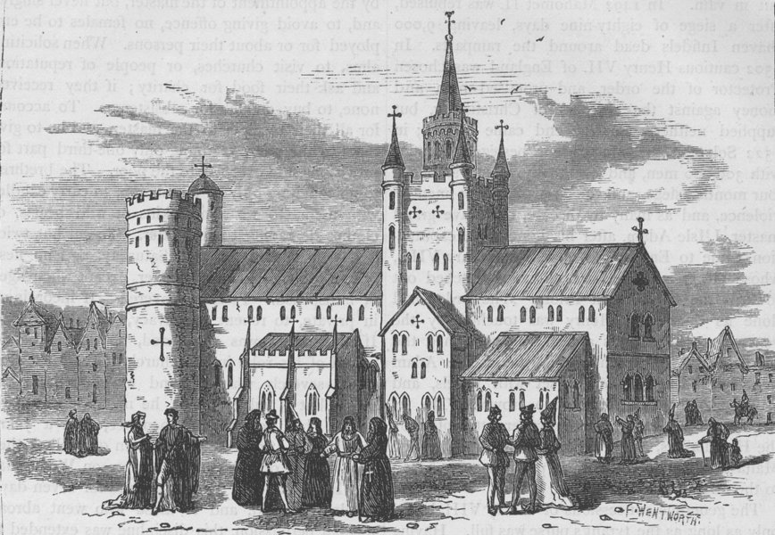 CLERKENWELL. The original priory church of St.John, Clerkenwell. London c1880