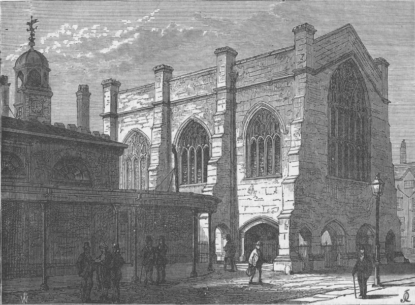 LINCOLN'S INN FIELDS. Lincoln's inn chapel. London c1880 old antique print