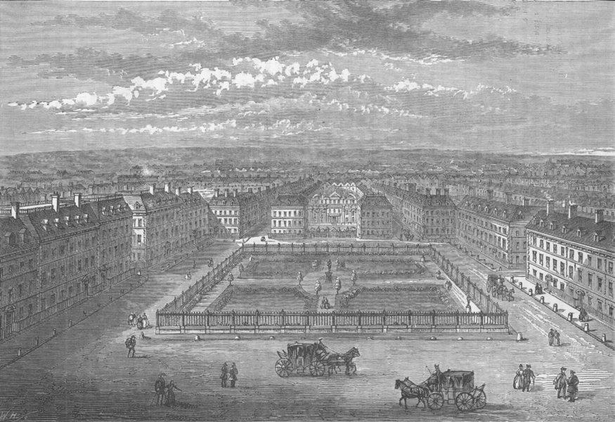 SOHO. Soho Square, about 1700. London c1880 old antique vintage print picture