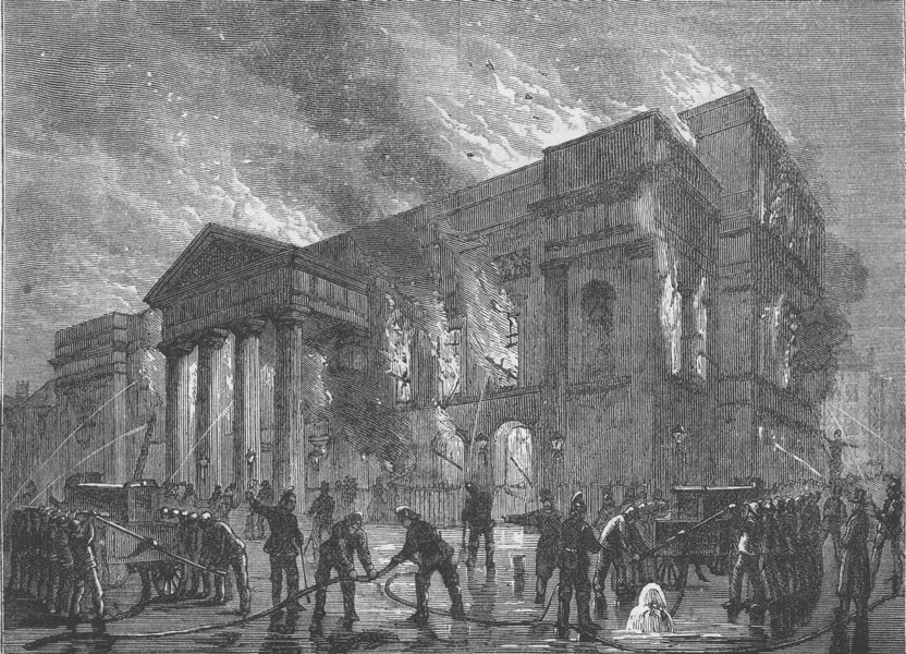 Associate Product COVENT GARDEN THEATRE. Burning of Covent Garden Theatre in 1856. London c1880