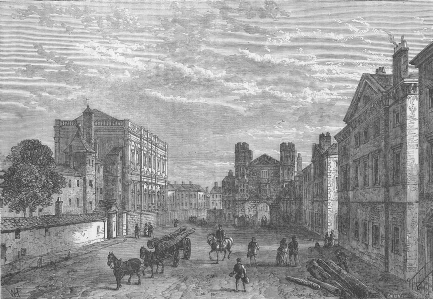 Associate Product WHITEHALL. Whitehall, looking towards the Holbein Gateway in 1753. London c1880