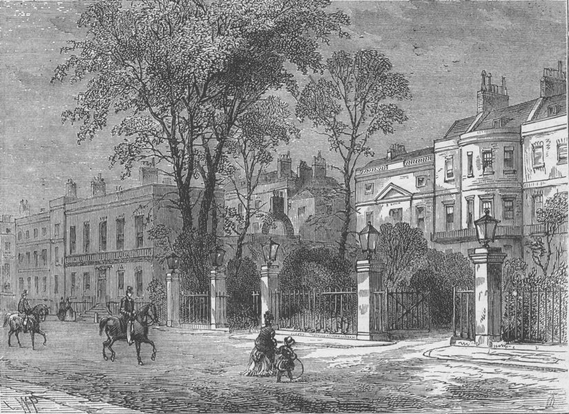 Associate Product WHITEHALL. Whitehall Gardens. London c1880 old antique vintage print picture