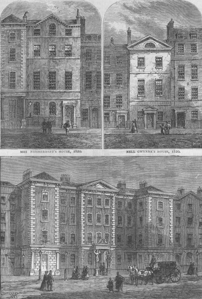Associate Product PALL MALL. Houses of Mrs. Fitzherbert, Nell Gwynne & Schomberg. 1820 c1880