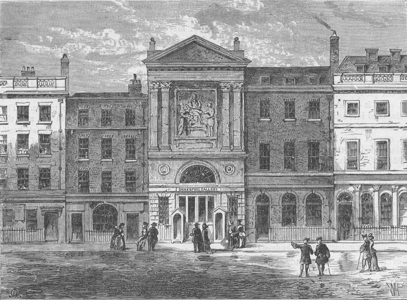 PALL MALL. The Shakespeare Gallery. London c1880 old antique print picture