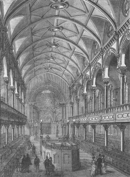 FITZROVIA Interior of the Jewish Synagogue, Great Portland Street. London c1880