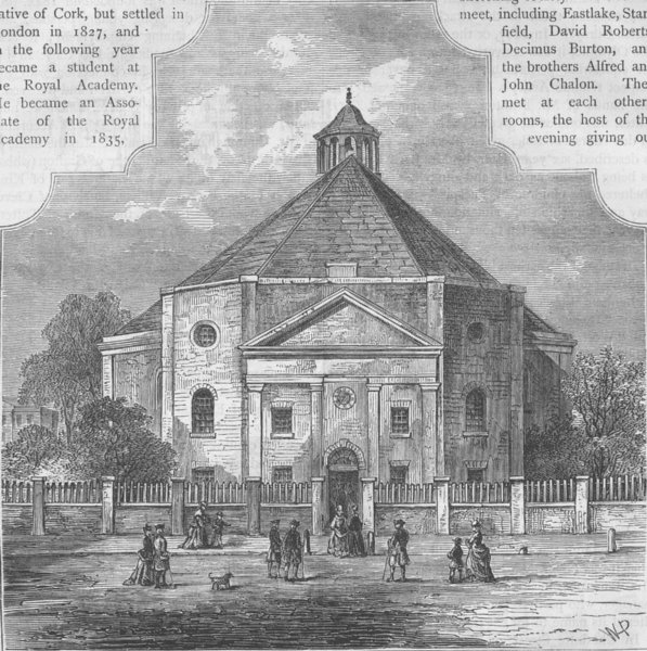 Associate Product TOTTENHAM COURT ROAD. Whitefield's Tabernacle, 1820. London c1880 old print