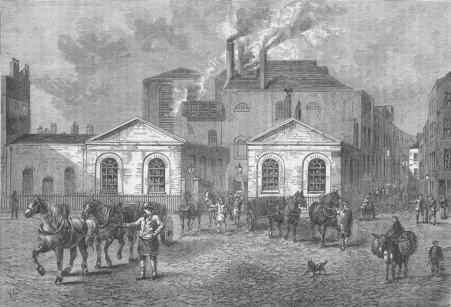BLOOMSBURY. Messrs. Meux's Brewery, 1830. London c1880 old antique print