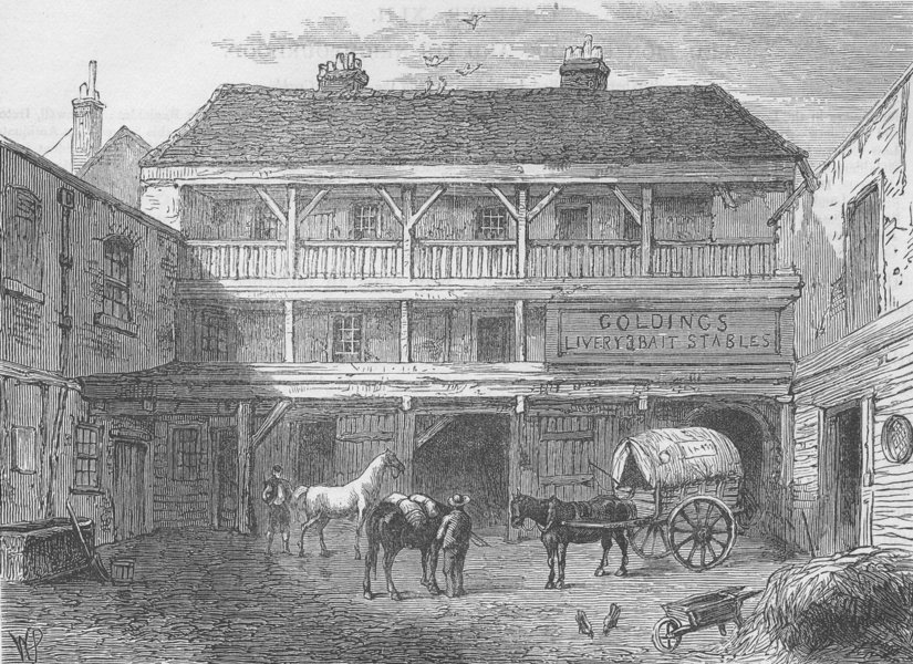 RED LION SQUARE. The old "Black Bull Inn" , Gray's Inn Lane. London c1880