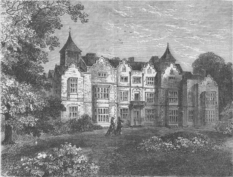 HOLLAND PARK. Holland House, from the North. London c1880 old antique print