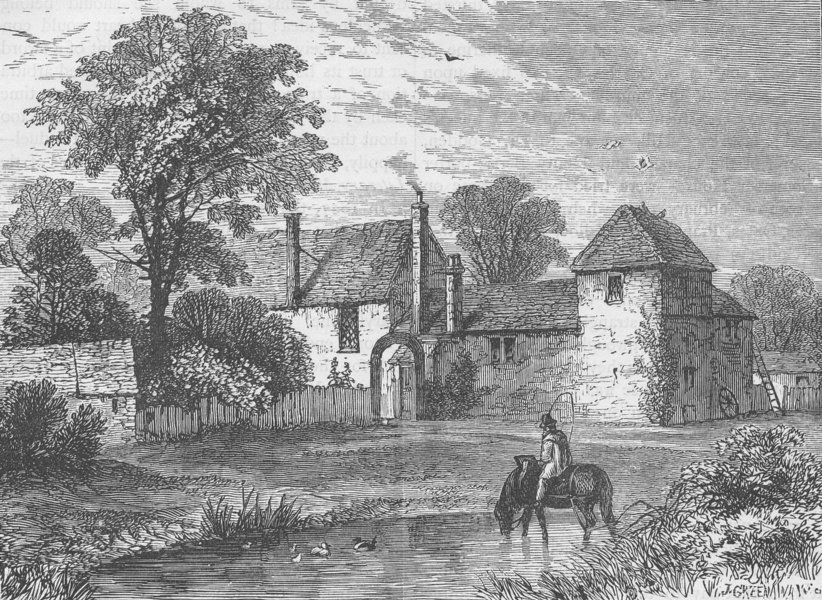 PRIMROSE HILL. Old Chalk Farm in 1730. London c1880 antique print picture