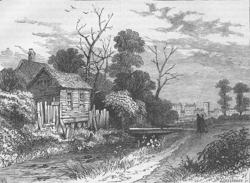 ST.PANCRAS. The Fleet River, near St.Pancras, 1825. London c1880 old print