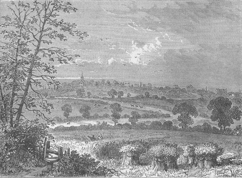 HOLLOWAY. The Roman Road, Tufnell Park, in 1838. London c1880 old print
