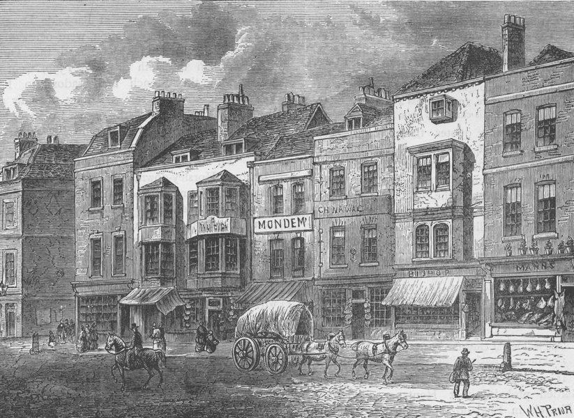 Associate Product SOUTHWARK. The borough, High Street, in 1825. London c1880 old antique print