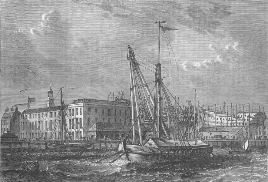 DEPTFORD. The Royal dockyard, Deptford, in 1810. London c1880 old print