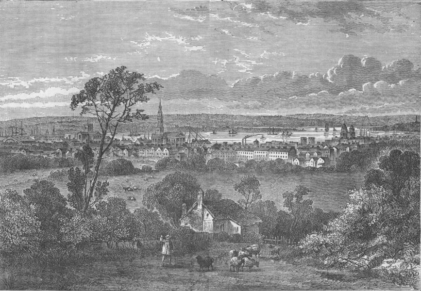 DEPTFORD. Deptford and Greenwich in 1815. London c1880 old antique print