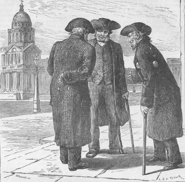 Associate Product GREENWICH. Group of Greenwich Pensioners, in 1630. London c1880 old print