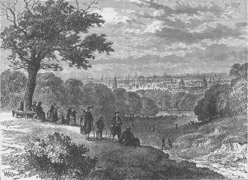 GREENWICH. View from One-Tree Hill, Greenwich Park, in 1846. London c1880