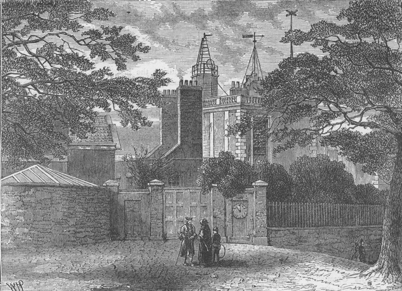 Associate Product GREENWICH. Entrance to Greenwich Observatory, in 1840. London c1880 old print