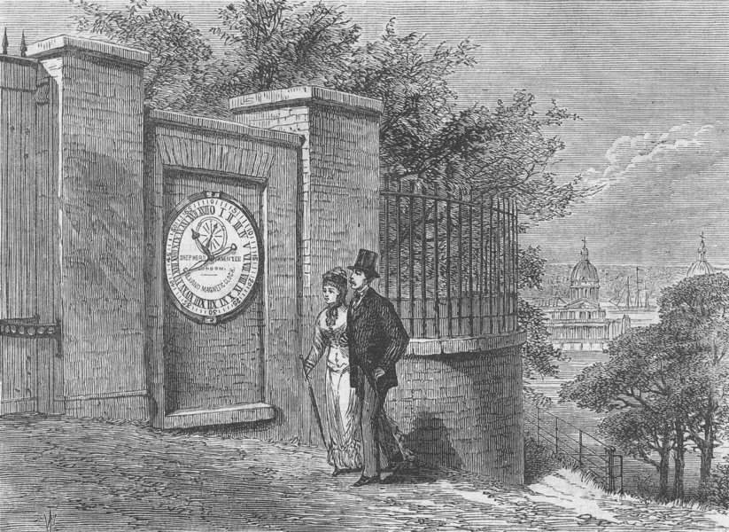 GREENWICH. The magnetic clock, Greenwich Observatory. London c1880 old print
