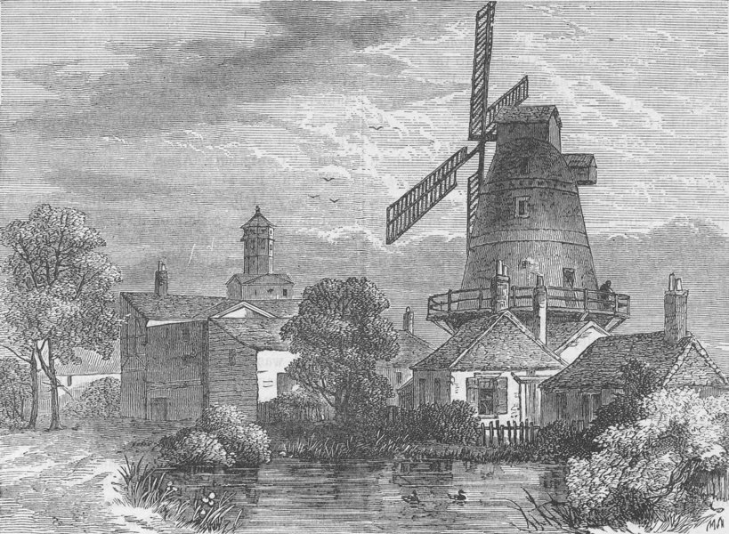 Associate Product LAMBETH. Drug mill of the Apothecaries' Company. London c1880 old print