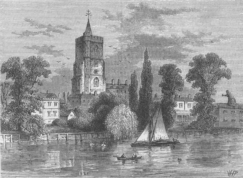 Associate Product FULHAM. Fulham Church, in 1825. London c1880 old antique vintage print picture