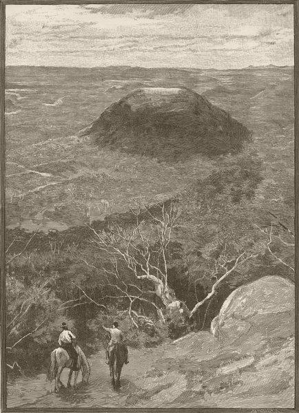 LIVERPOOL RANGE. from Picnic Point, Toowoomba 1890 old antique print picture