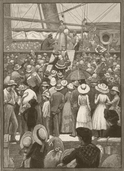 AUSTRALIA. South Queensland. Emigrants landing in 1890 old antique print