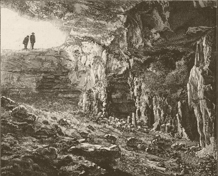 AUSTRALIA. Mount Gambier. Entry to Caves 1890 old antique print picture