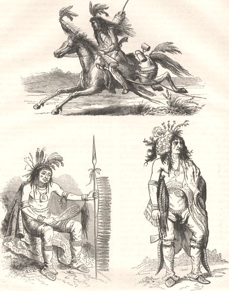 USA. North American Indian types  c1880 old antique vintage print picture