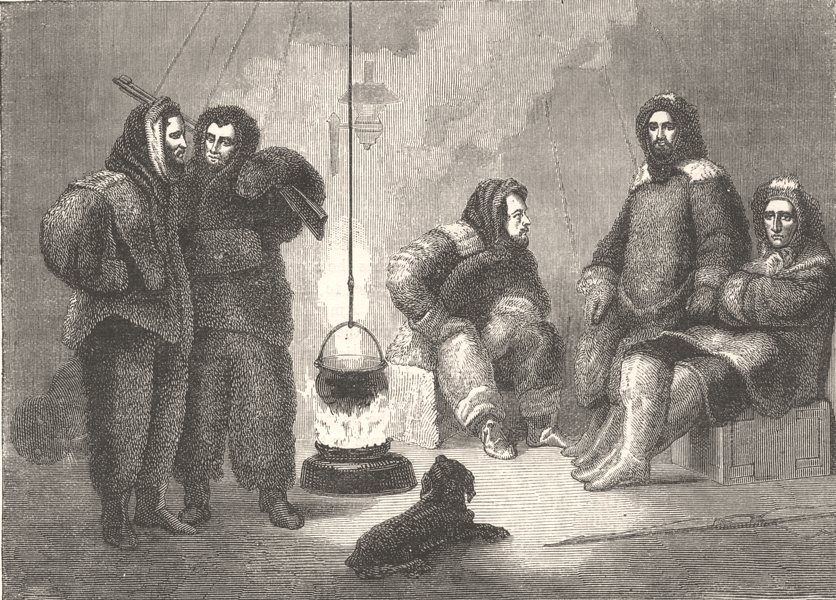 Associate Product ARCTIC. Kane & his companions in ship c1880 old antique vintage print picture