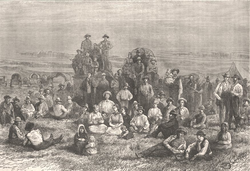 UTAH. Camp of Mormon Converts, desert c1880 old antique vintage print picture