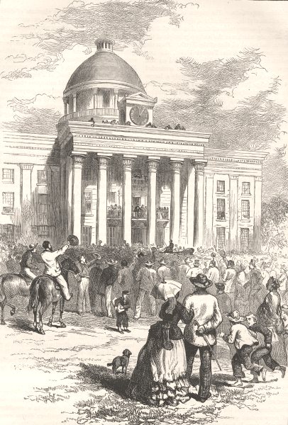 SOCIETY. Civil War. Unveiling Jefferson Davis c1880 old antique print picture