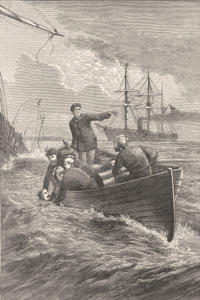 BOATS. Civil War. Deerhound rescuing Capt Semmes c1880 old antique print