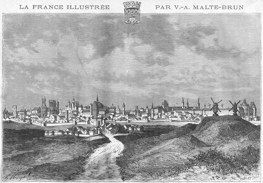 PARIS. En 1620-Prise de Butte Moulins 1881 old antique vintage print picture