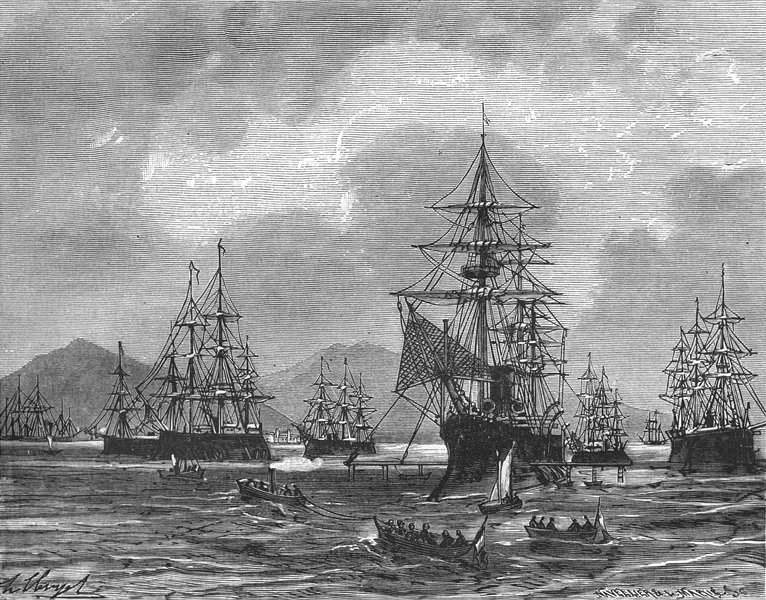 SHIPS. Introduction. L'Escadre de Mediterranee 1881 old antique print picture