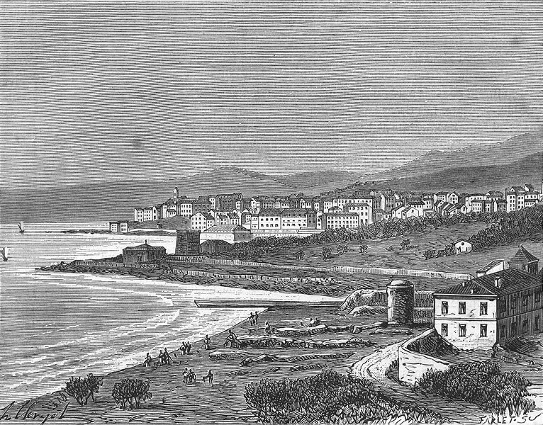 HAUTE-CORSICA. Bastia 1881 old antique vintage print picture