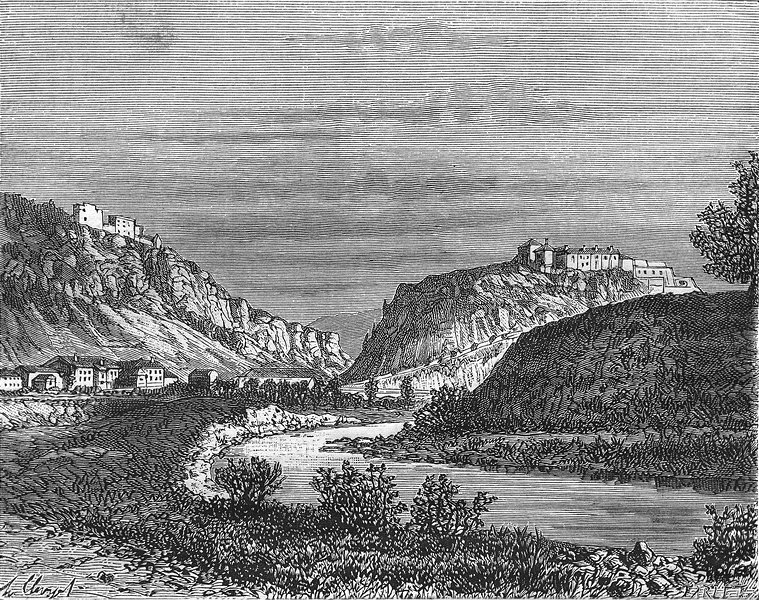 DOUBS. Fort de Joux, pres Pontarlier 1881 old antique vintage print picture