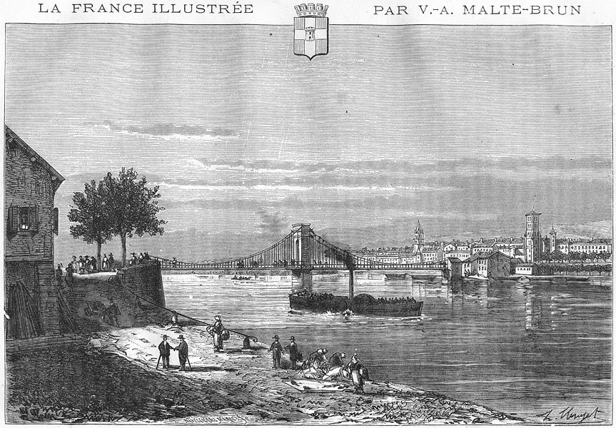 FRANCE. Valence 1881 old antique vintage print picture