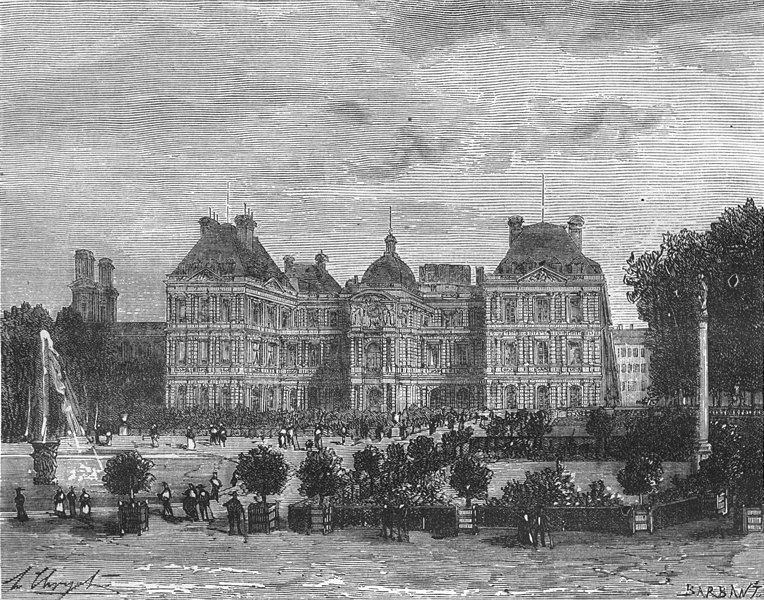 Associate Product PARIS. Seine. Palais du Senat 1883 old antique vintage print picture