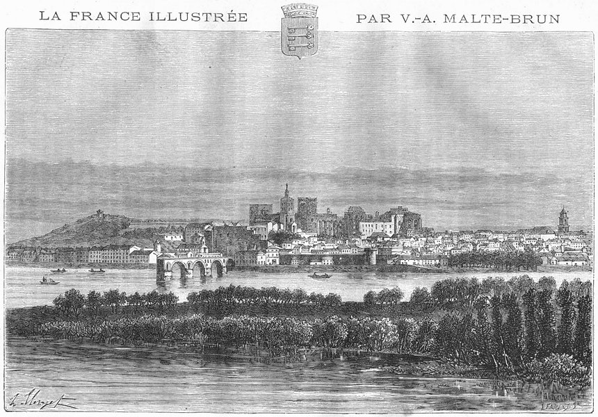 VAUCLUSE. Avignon 1884 old antique vintage print picture