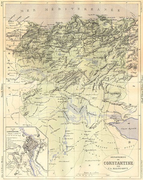 ALGERIA. Departement de Constantine; plan 1884 old antique map chart