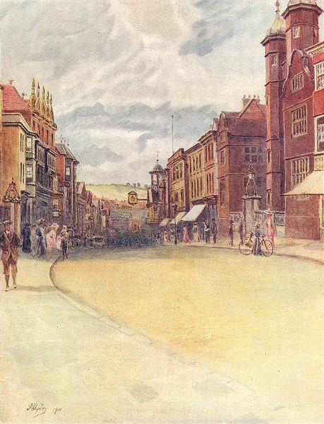 Associate Product GUILDFORD. The High Street. Surrey 1914 old antique vintage print picture